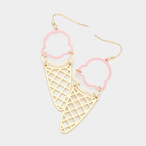 Ice Cream Dangle Earrings - Pink