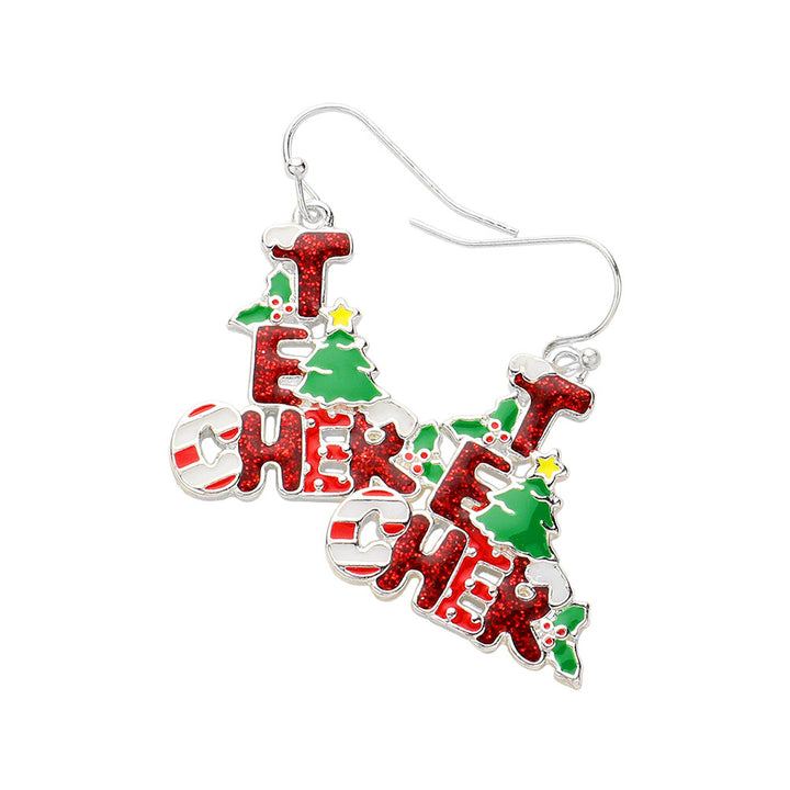 Multi Silver Enamel Christmas Teacher Message Dangle Earrings