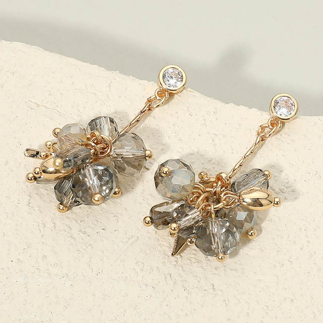 Madeline Love Gray Faceted Beaded Cluster Drop Earrings