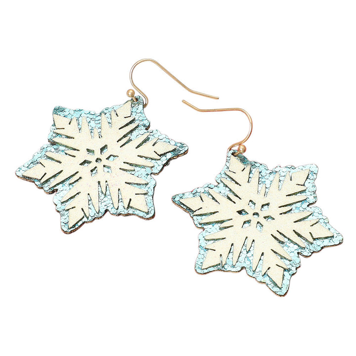 Multi, Glittered Snowflake Dangle Earrings