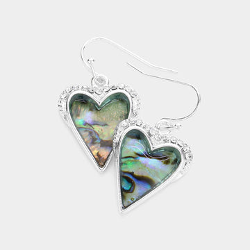 Abalone Heart Dangle Earrings - Abalone - Earrings