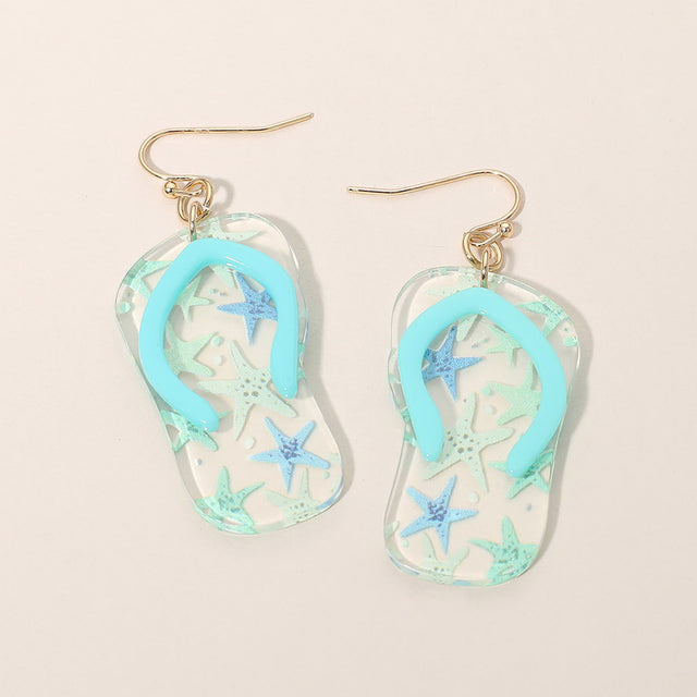 Madeline Love Aqua Flip Flop Charm Drop Dangle Earrings