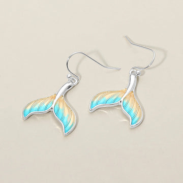 Madeline Love Multi, Silver Mermaid Charm Drop Dangle Earrings