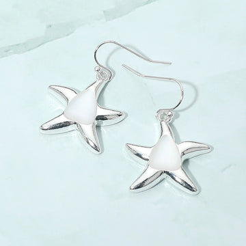 Madeline Love Silver Smooth Center Accent Starfish Drop Earrings