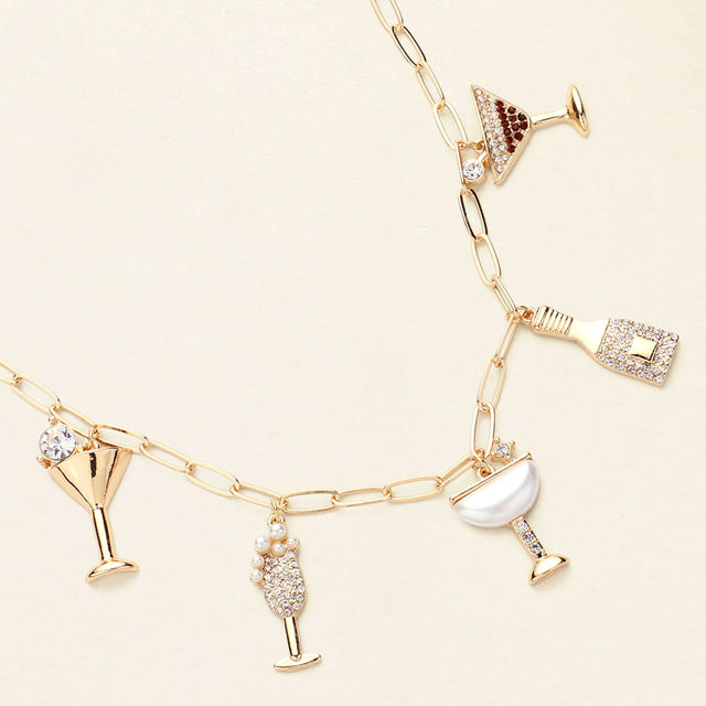 Madeline Love Clear, Gold Cocktail Hour Charm Station Necklace
