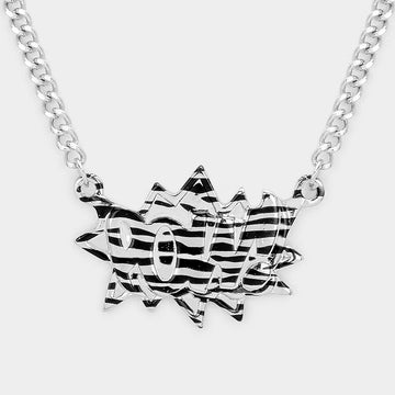 Madeline Love Black Pow! Zebra Pattern Speech Balloon Pendant Necklace - Necklaces