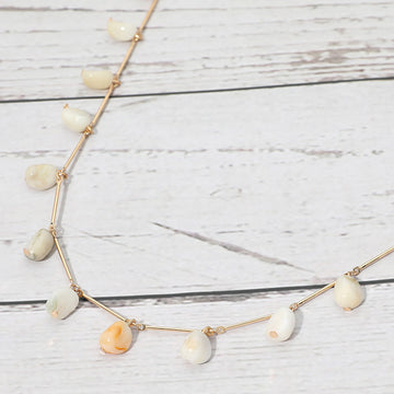 Madeline Love White Marbled Resin Beads Drop Station Necklace - Necklaces