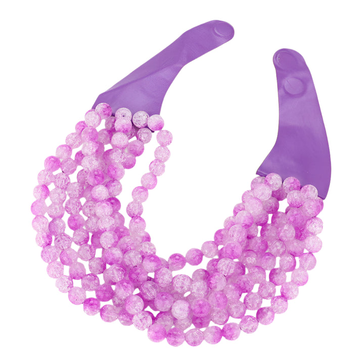 lavender chunky acrylic beaded multi-strand necklace with magnetic clasp