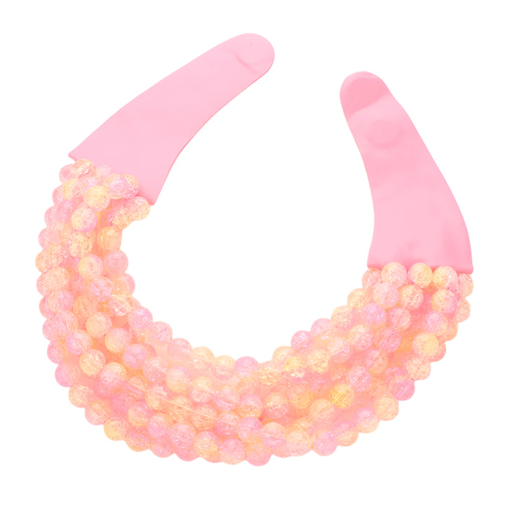 light pink chunky acrylic beaded multi-strand necklace with magnetic clasp