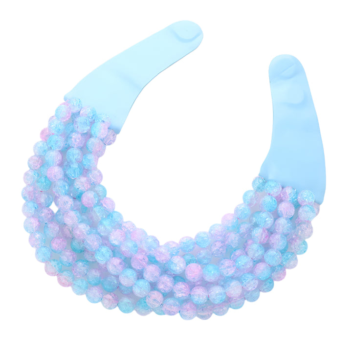 cotton candy chunky acrylic beaded multi-strand necklace with magnetic clasp
