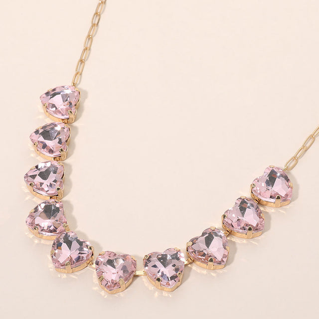 Madeline Love Pink Faceted Heart Gem Link Necklace