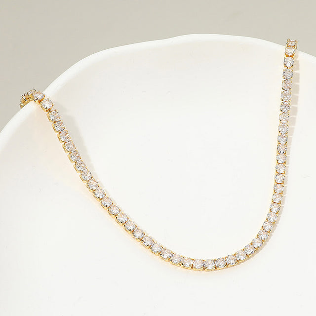 Madeline Love Clear, Gold 18K Gold Dipped Classic Tennis Chain Necklace