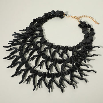 Madeline Love Black Bold Layered Coral Statement Necklace - Necklaces