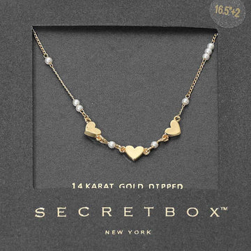Madeline Love Gold SECRET BOX_14K Gold Dipped Heart Pearl Accent Necklace - Necklaces