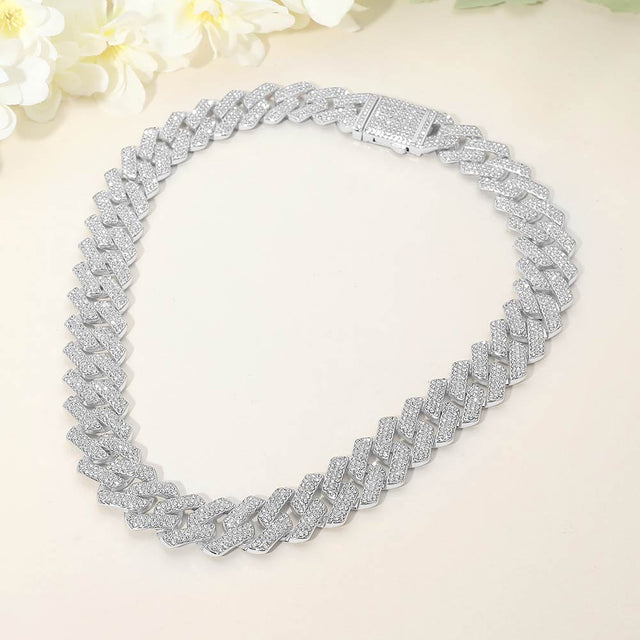 Madeline Love Silver Bold 20mm Rhinestone Pave Cuban Link Chain Necklace