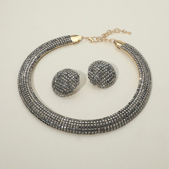 Madeline Love Gold, Hematite Bling Studded Statement Necklace