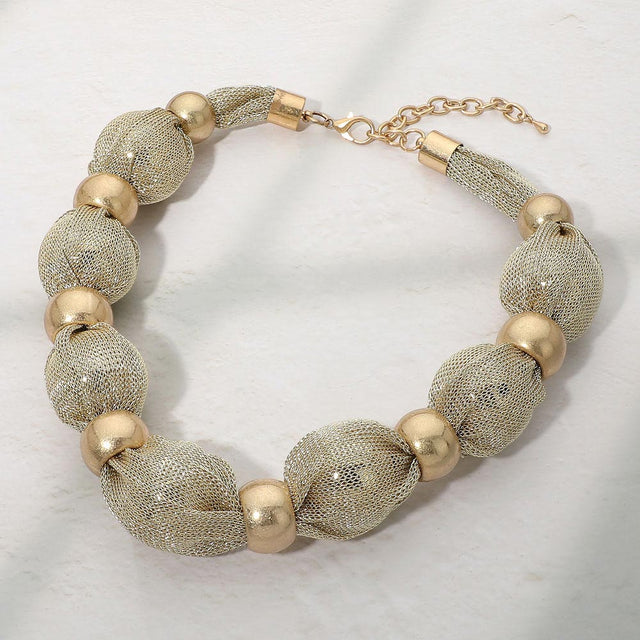 Madeline Love Gold Bold Mesh Bead Collar Statement Necklace