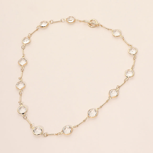 Madeline Love Gold Round Stone Link Toggle Necklace