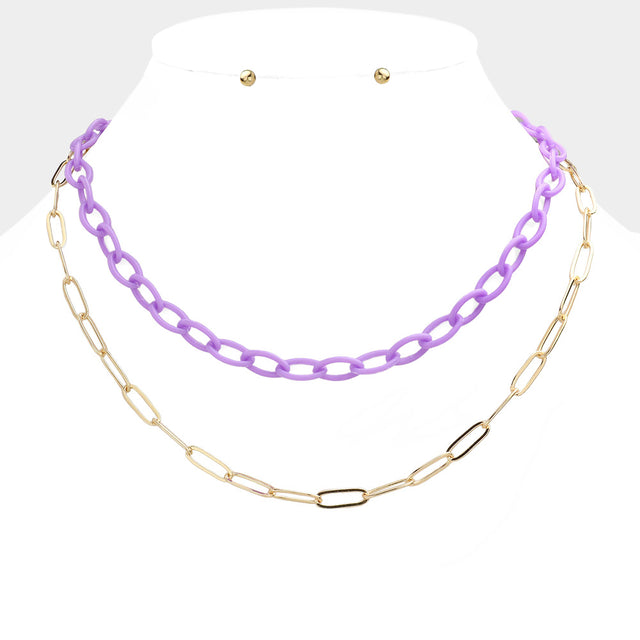 Madeline Love Lavender Double Layered Chain Necklace - Necklaces