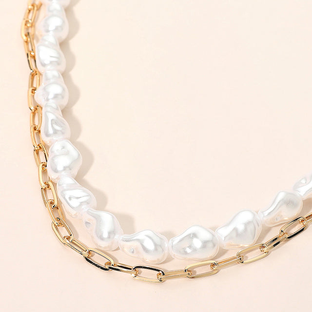 Madeline Love Gold Pearl Paperclip Chain Necklaces