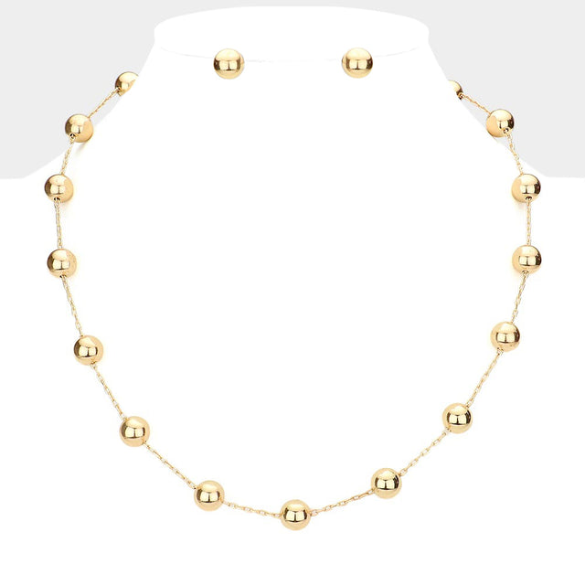 Madeline Love Gold Metal Ball Station Necklace - Necklaces
