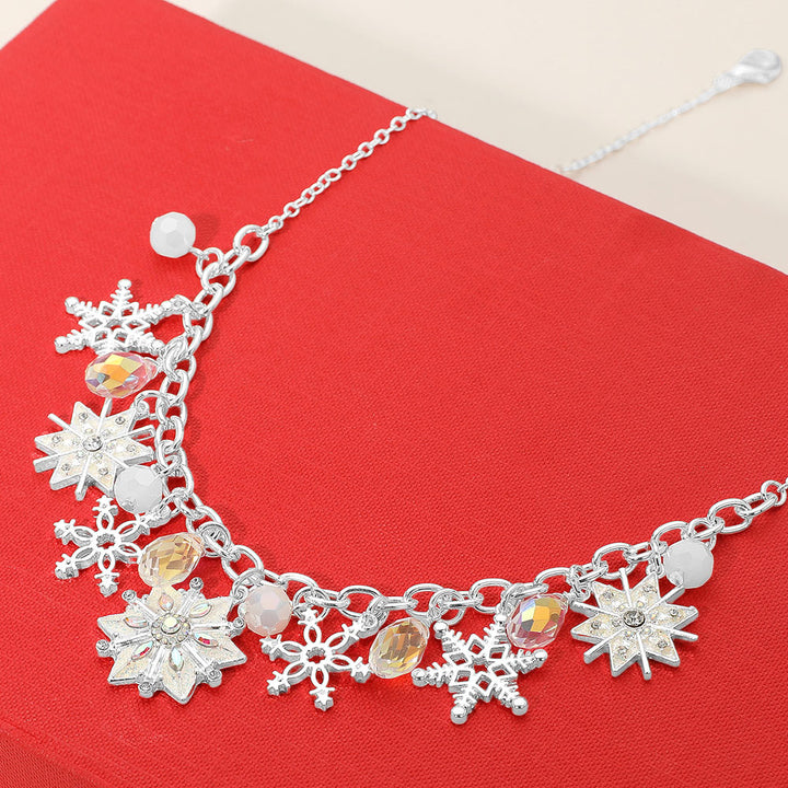 Multi Silver, Snowflake Charm Embellished Necklace
