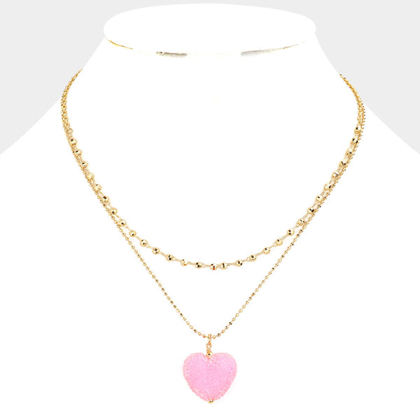 Heart Pendant Double Layered Necklace