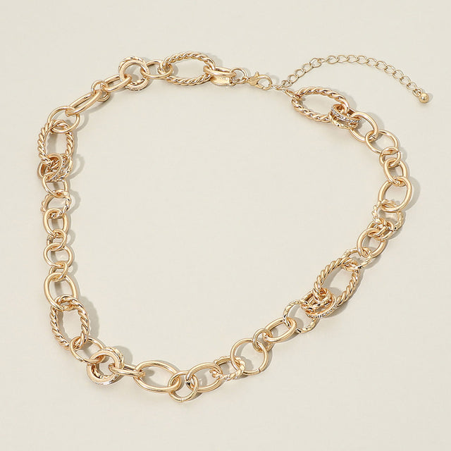 Madeline Love Clear, Worn Gold Chunky Mixed Link Chain Necklace