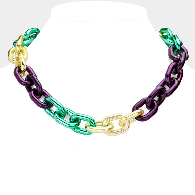 Multi Mardi Gras Chain Necklace