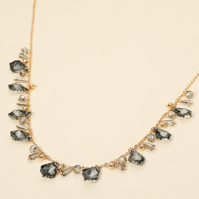 Madeline Love Hematite Faceted Bead Charm Station Necklace