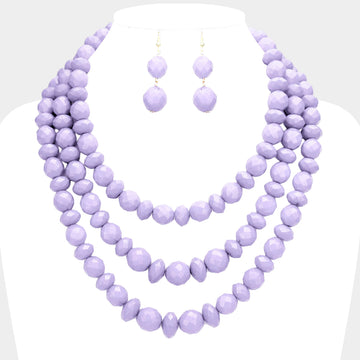 Madeline Love Lavender Triple Strand Beaded Bib Necklace - Necklaces