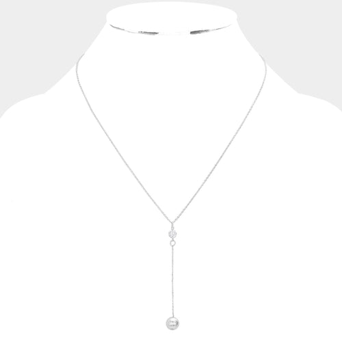 Frosted Metal Ball Pointed Y Necklace - RH
