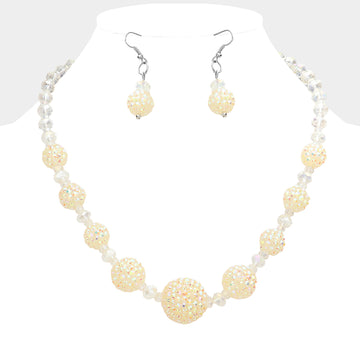 Madeline Love AB, Rhodium Shamballa Ball Necklace - Necklaces