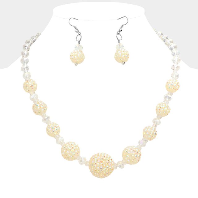 Madeline Love AB, Rhodium Shamballa Ball Necklace - Necklaces