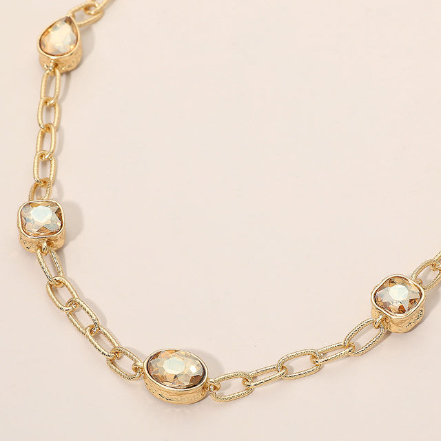 Madeline Love Lt Col Topaz Oval Teardrop Square Stone Bezel Link Necklace