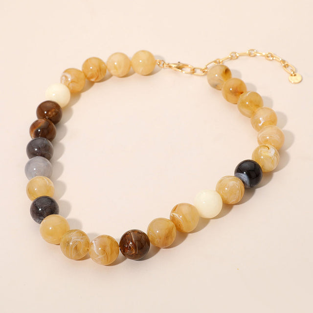 Madeline Love Neutral Marbled Round Beaded Necklace - Necklaces