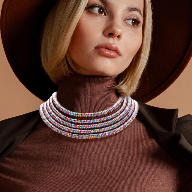 Madeline Love Gold, Multi Multi Layered Coil Pope Necklace - Necklaces