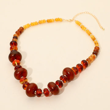 Madeline Love Dark Brown Chunky Marbled Round Beaded Necklace - Necklaces