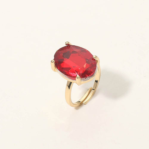 Women's Bold Oval Stone Cluster Accent Adjustable Ring - Gold, Red