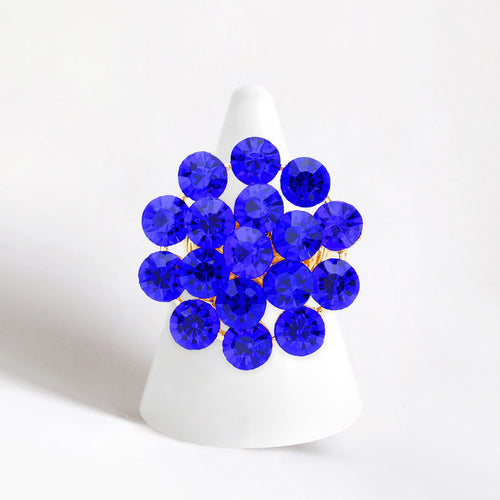 Anillo elástico con racimo de piedras de burbujas - Sapphire