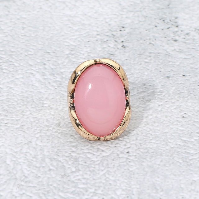 Madeline Love Antique Gold, Pink Oval Stone Accent Adjustable Statement Ring - Jewelry