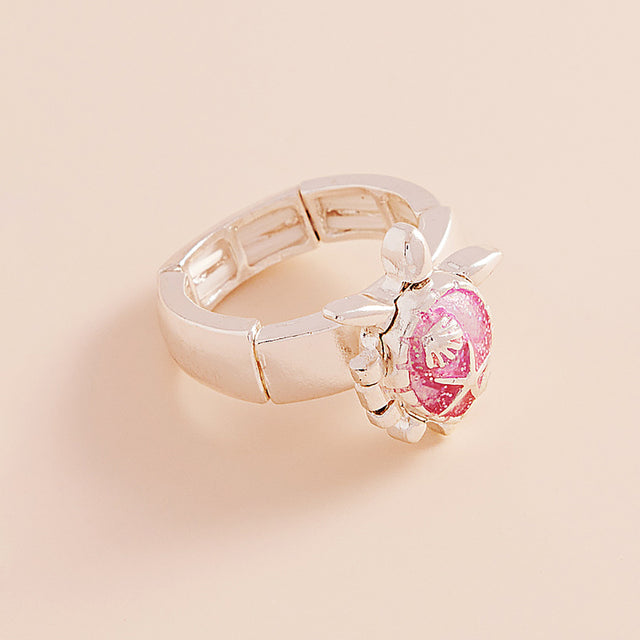 Madeline Love Pink Enamel Sea Turtle Locket Stretch Ring - Jewelry