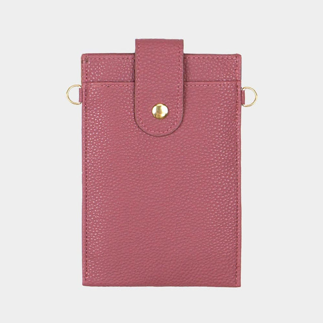 Madeline Love Pink Solid Faux Leather Card Wallet Travel Neck Bag - Bags & Wallets