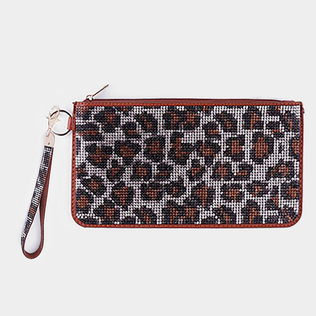 Madeline Love Leopard Double Sided Bling Wristlet Wallet/Clutch Bag - Bags & Wallets
