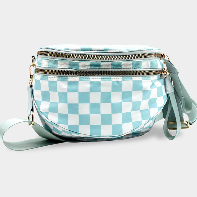Madeline Love Blue Checkered Pattern Crossbody Bag - Bags & Wallets