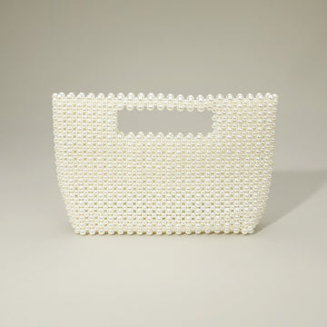 Madeline Love Cream, Gold Pearl Beaded Open Top Handbag - Bags & Wallets