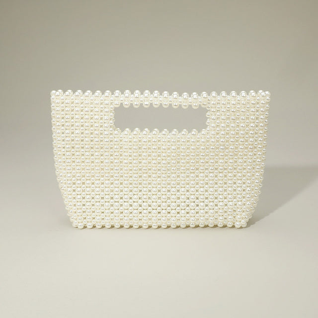 Madeline Love Cream, Gold Pearl Beaded Open Top Handbag - Bags & Wallets