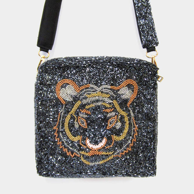 Madeline Love Black Tiger Accented Beaded Crossbody Bag - Bags & Wallets