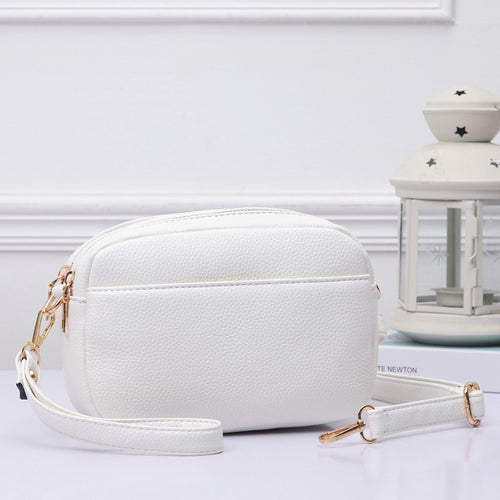 Pebbled Faux Leather Crossbody Bag - White