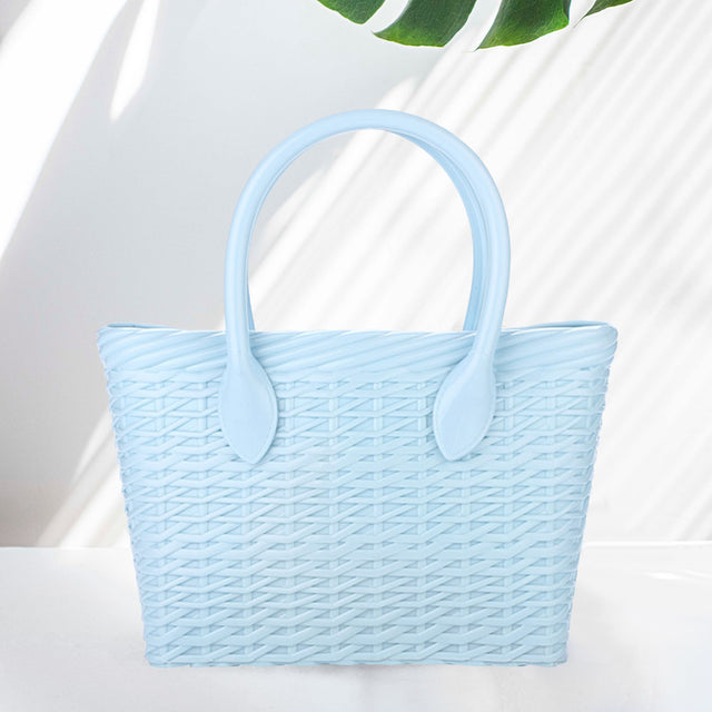 Madeline Love Light Blue Solid Jelly Tote Bag - Bags & Wallets